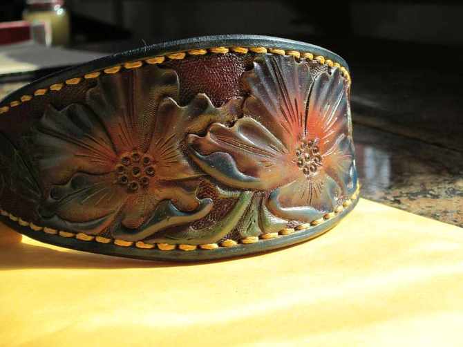custom tooled leather hound collar